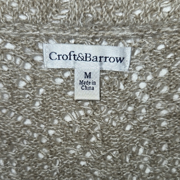 Croft & Barrow Women's Beige Open-Front Open Knit Sweater Vest - Picture 4 of 7